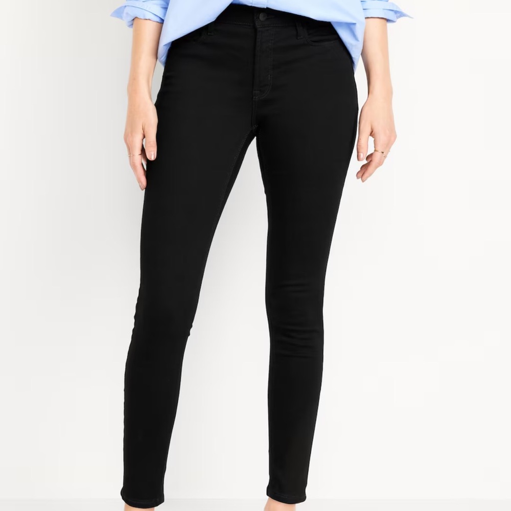 High-Waisted Rockstar Super-Skinny Jeans, Black, 12 Short